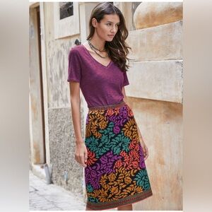 Peruvian Connection Anastasia midi cotton knit A-line  skirt M